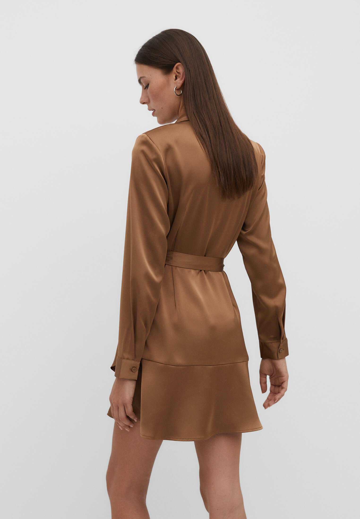 Short sateen shirt dress