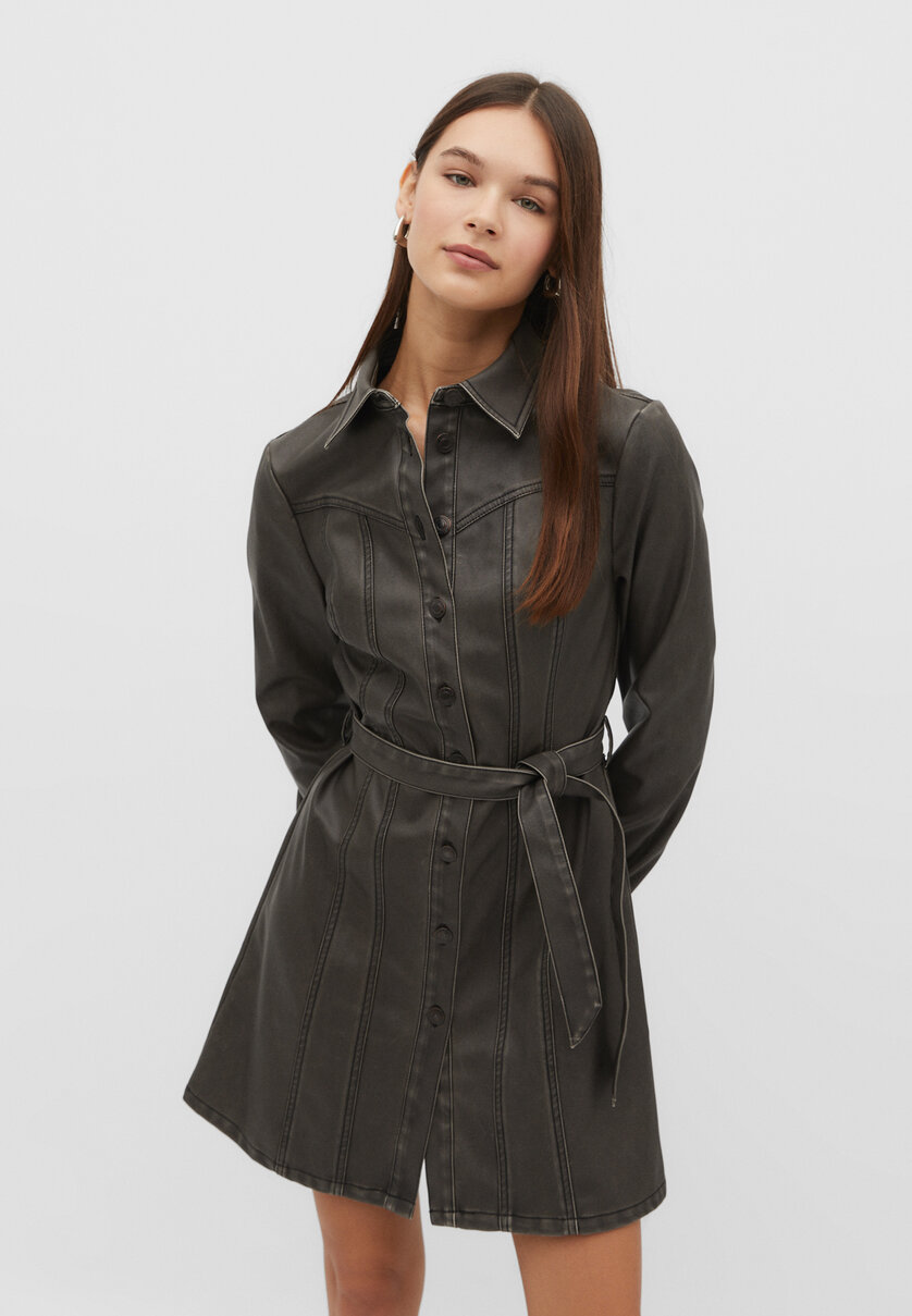 Faux leather clearance t shirt dress