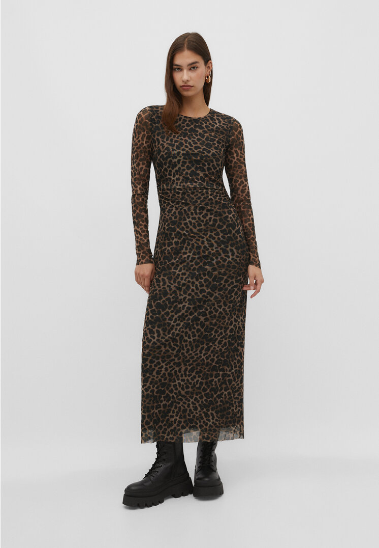 

Stradivarius Tüllkleid mit Print Beige XL