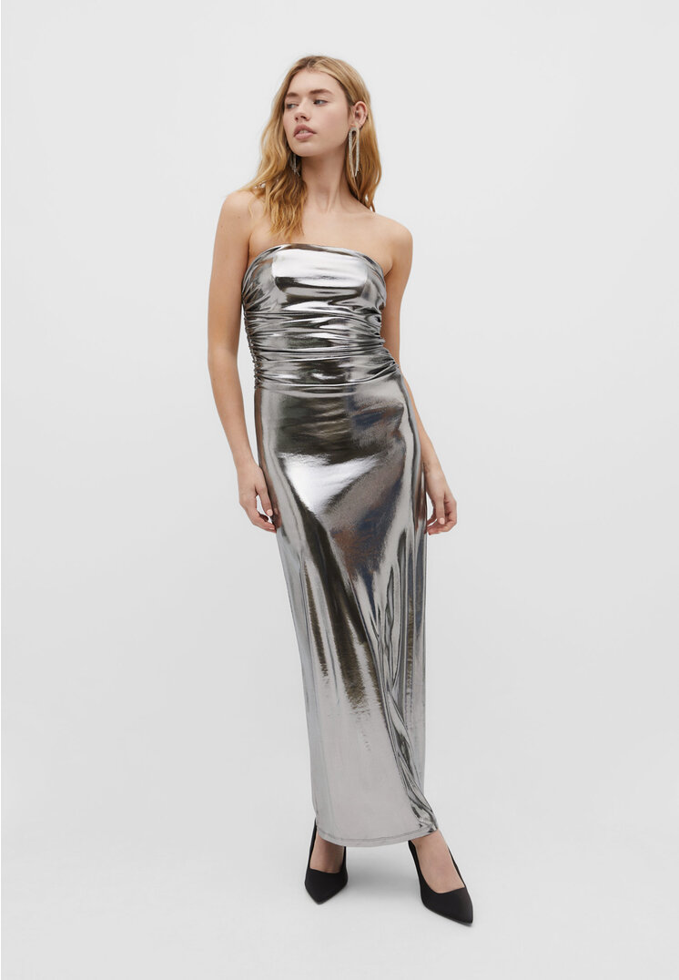 

Stradivarius Schulterfreies Kleid Graumeliert M