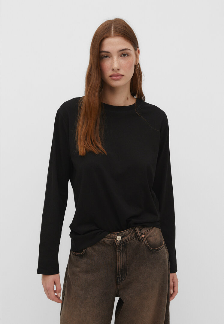 

Stradivarius Langarmshirt aus Baumwolle Schwarz XL