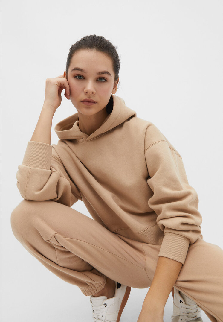 

Stradivarius Cropped-Hoodie Steingrau XS