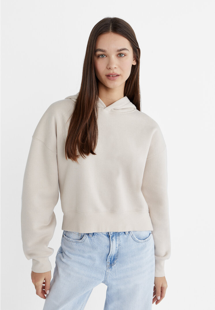 

Stradivarius Cropped-Hoodie Steingrau S