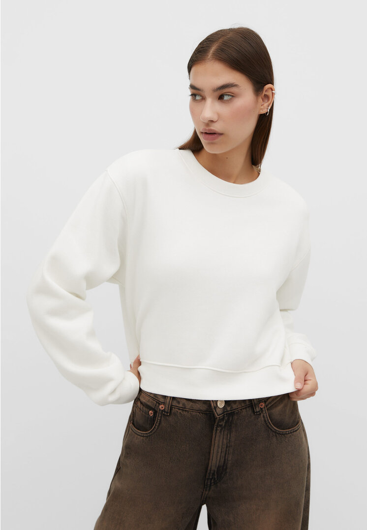 

Stradivarius Krótka bluza basic Ecru S