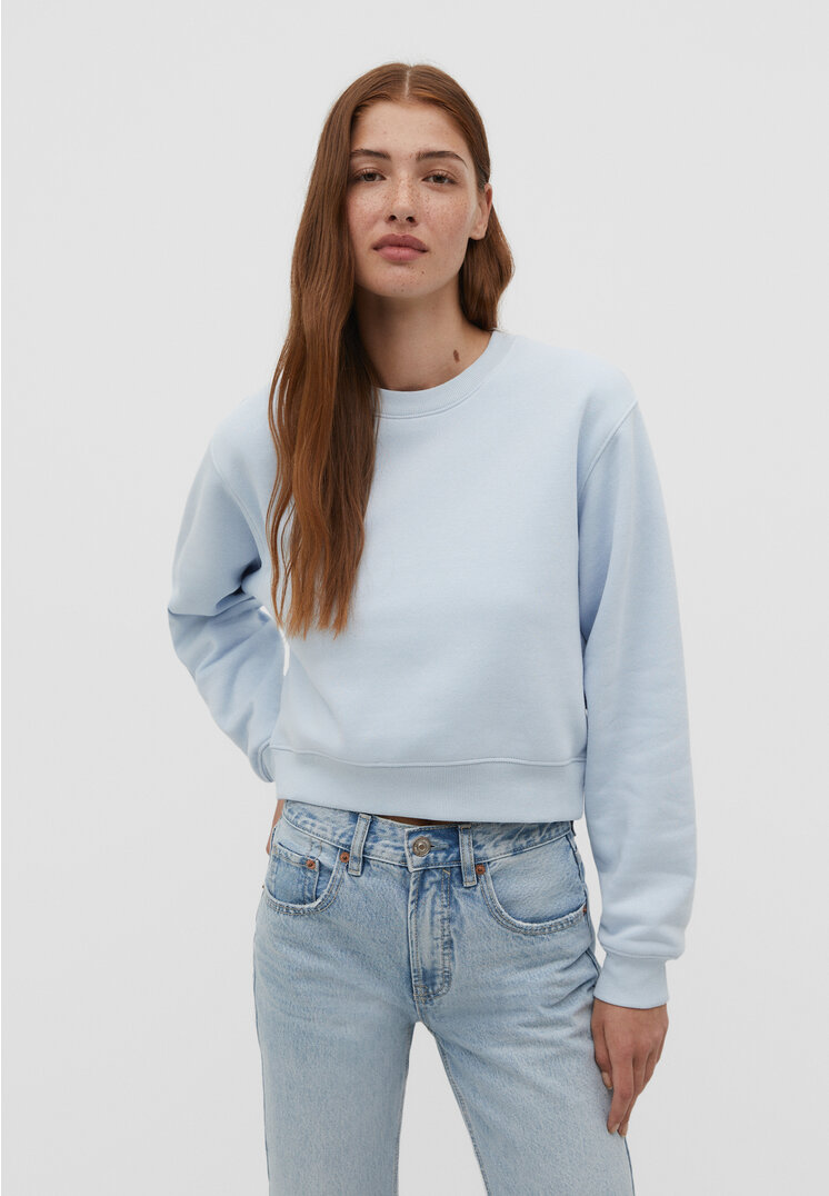 

Stradivarius Krótka bluza basic Błękitny XL
