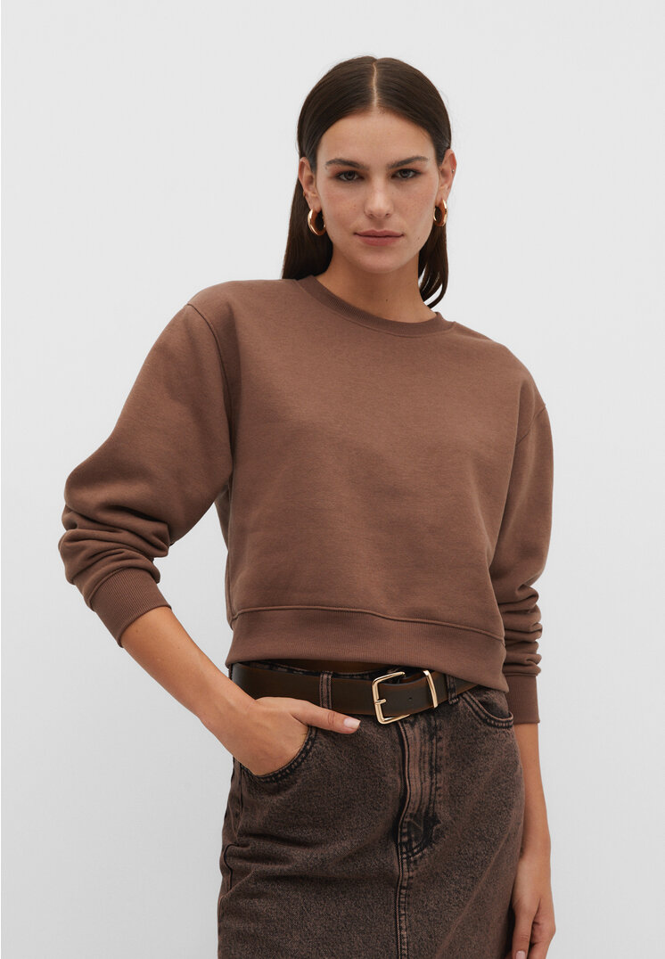 

Stradivarius Basic-Sweatshirt im Cropped-Stil Braun XS