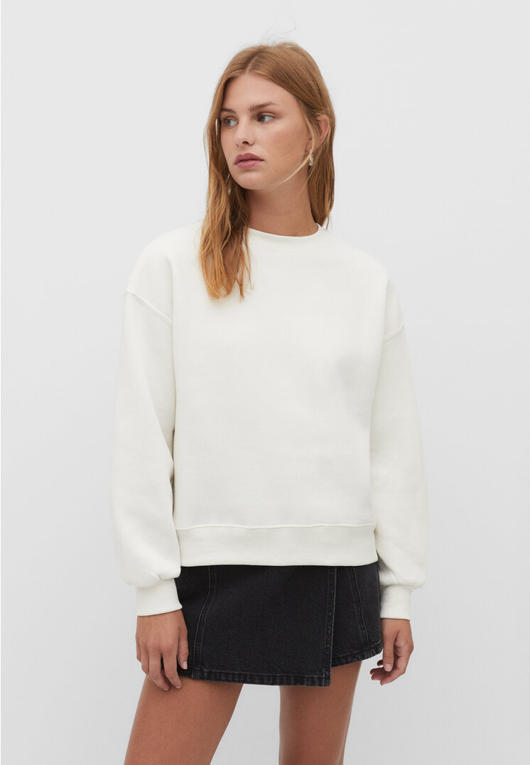 Stradivarius Basic-Sweatshirt Ecru L