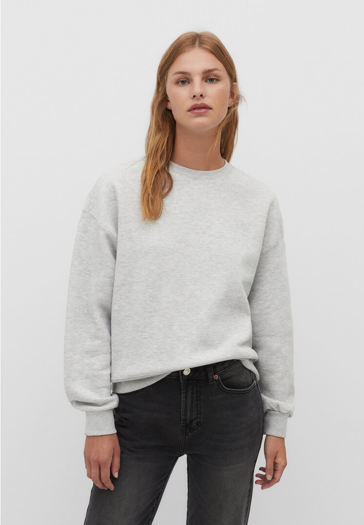 Stradivarius Basic-Sweatshirt Grau Melange S