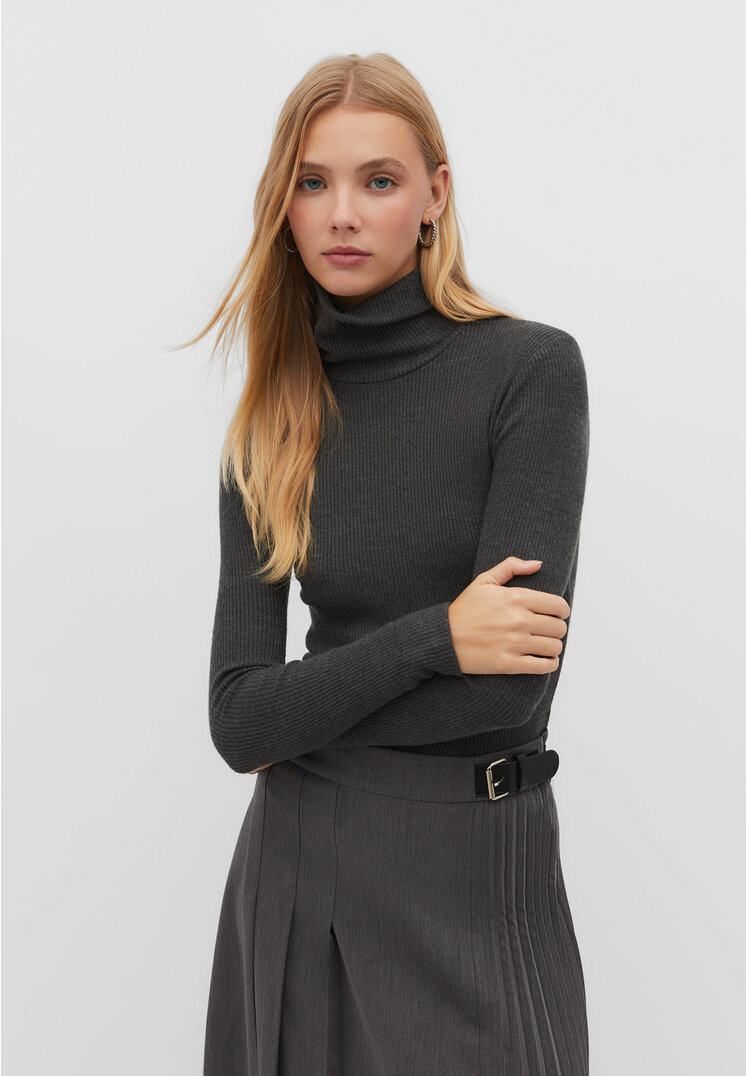 

Stradivarius Bluzka z golfem Ciemnoszary M