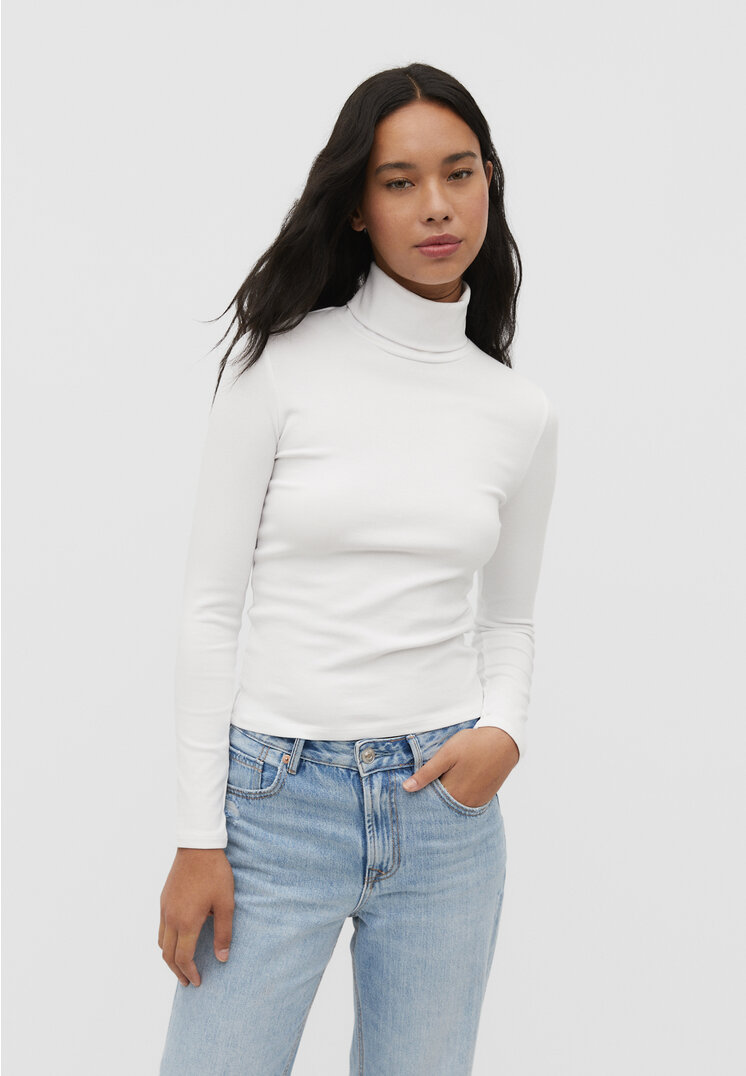 

Stradivarius Shirt mit Rollkragen Weiß L