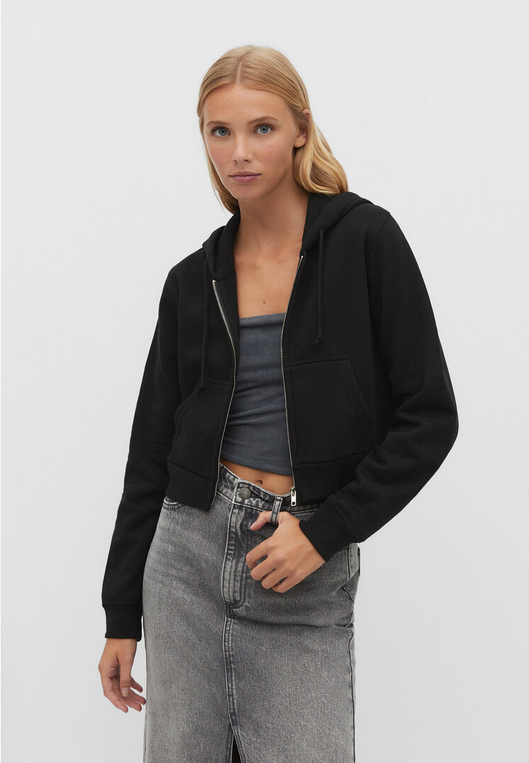 

Stradivarius Cropped-Sweatshirt mit Reißverschluss Schwarz S