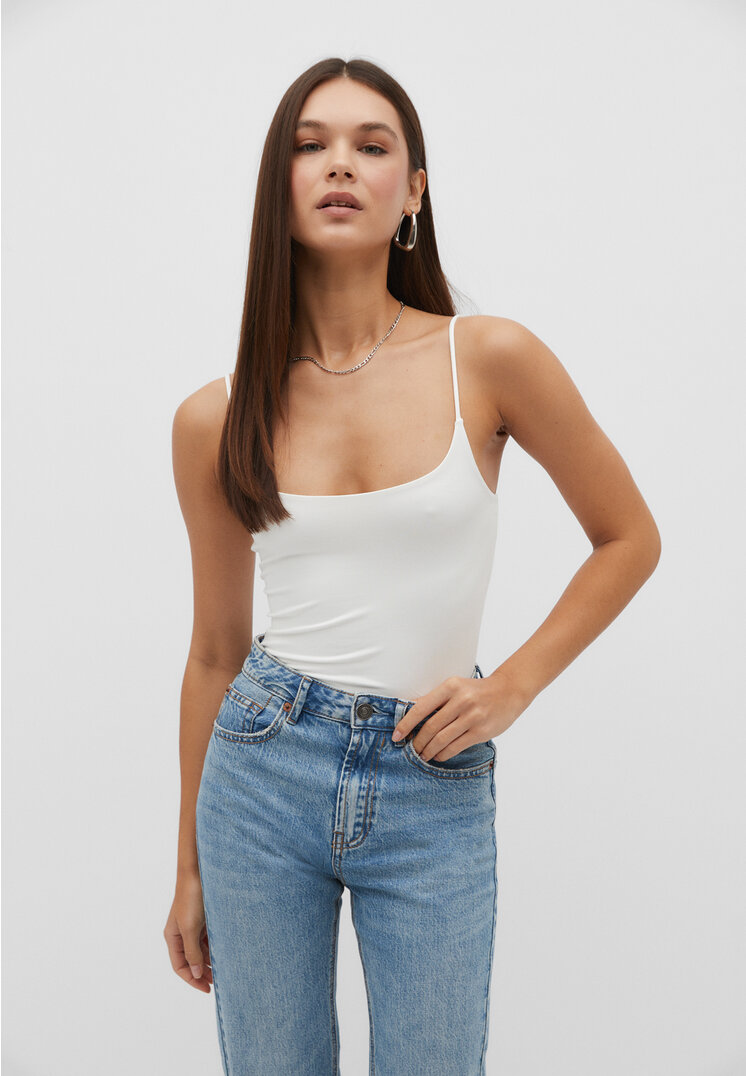 

Stradivarius Body mit Spaghettiträgern Ecru L