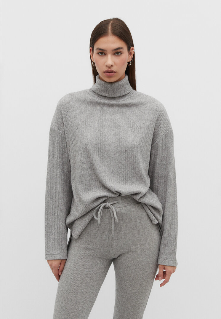 

Stradivarius Top oversize z golfem Popielaty M