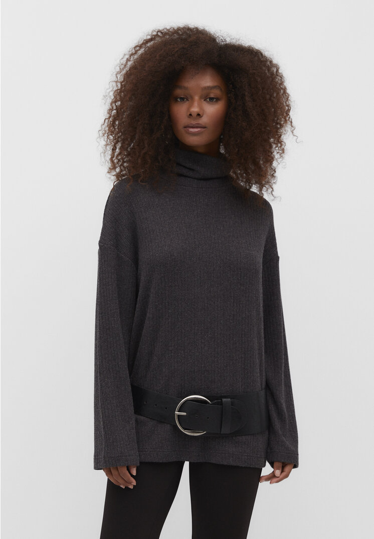

Stradivarius Oversize-Shirt mit Rollkragen Graumeliert S