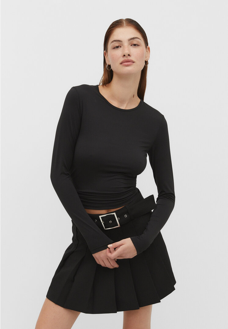 Stradivarius Langarmshirt Schwarz L