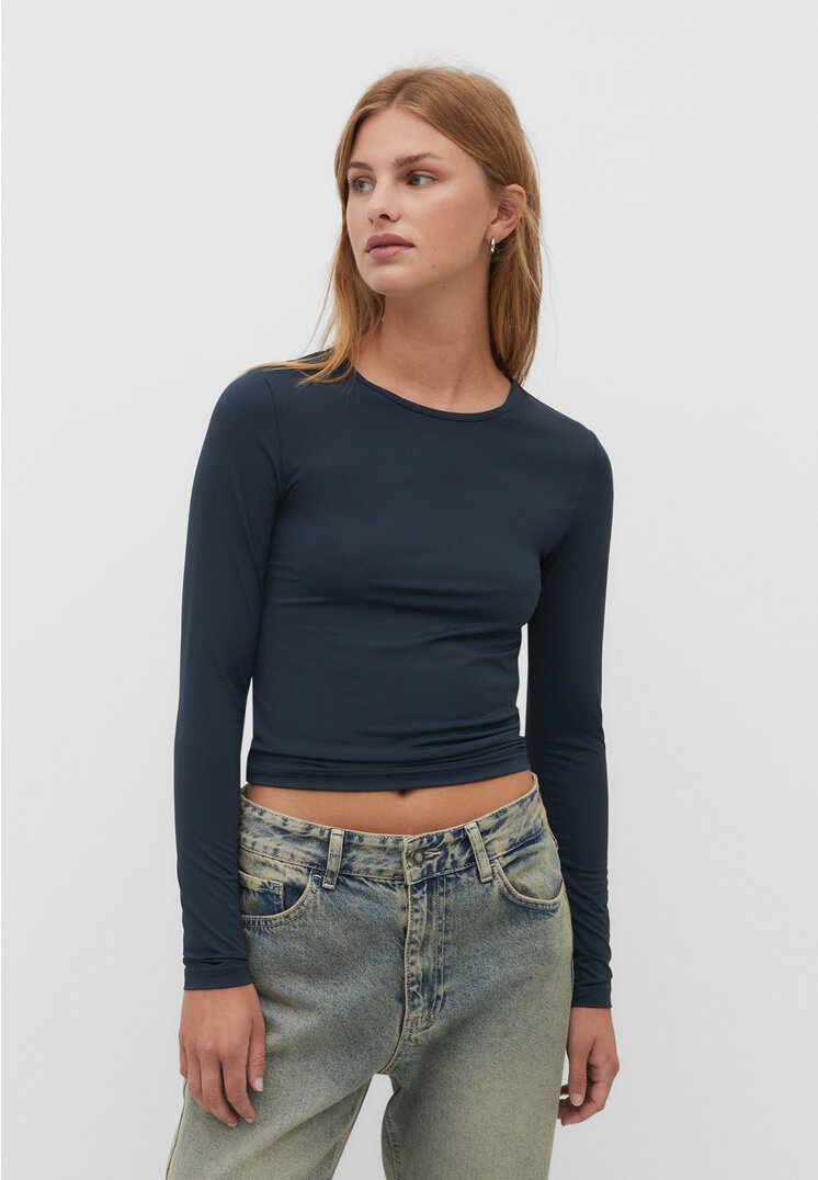 Stradivarius Langarmshirt Petrol M