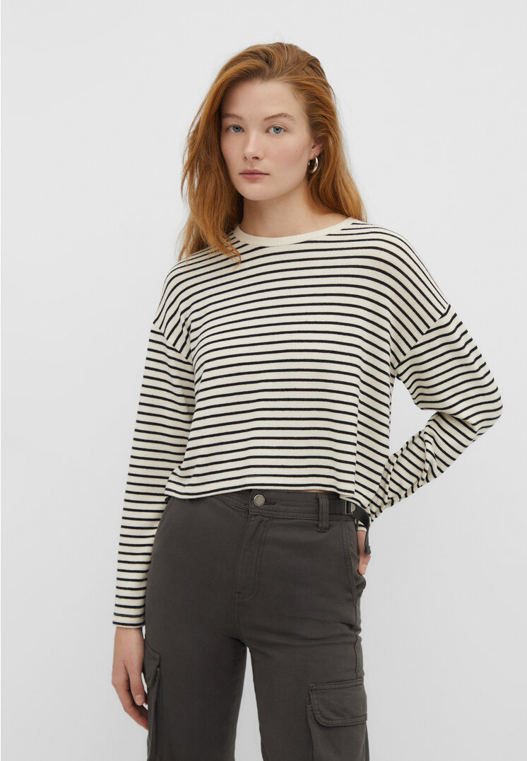 

Stradivarius Gestreiftes Cropped-Shirt Schwarz L