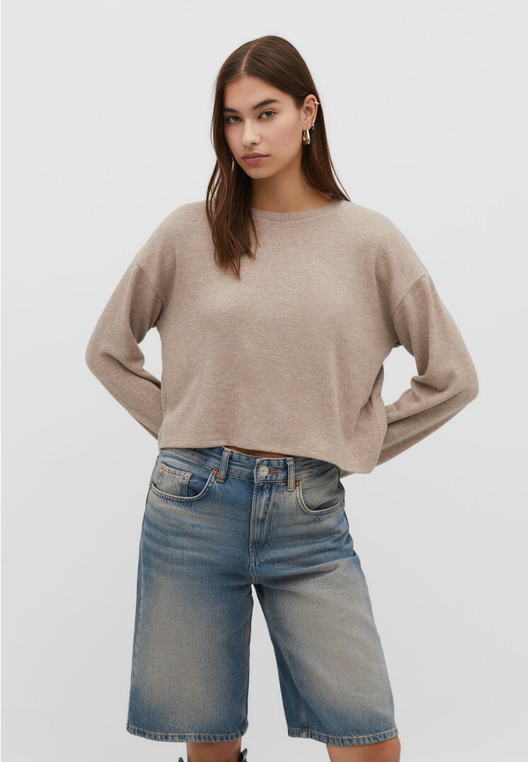 

Stradivarius Cropped-Shirt Beige Melange XL