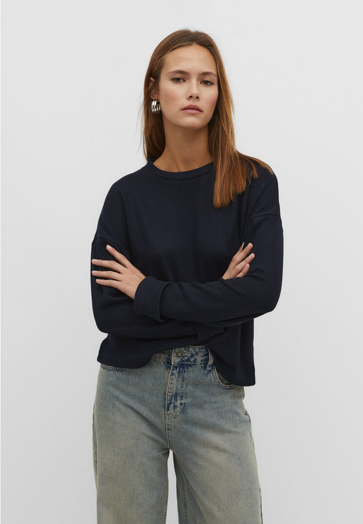 Stradivarius Shirt mit Schneidspitze Marineblau S