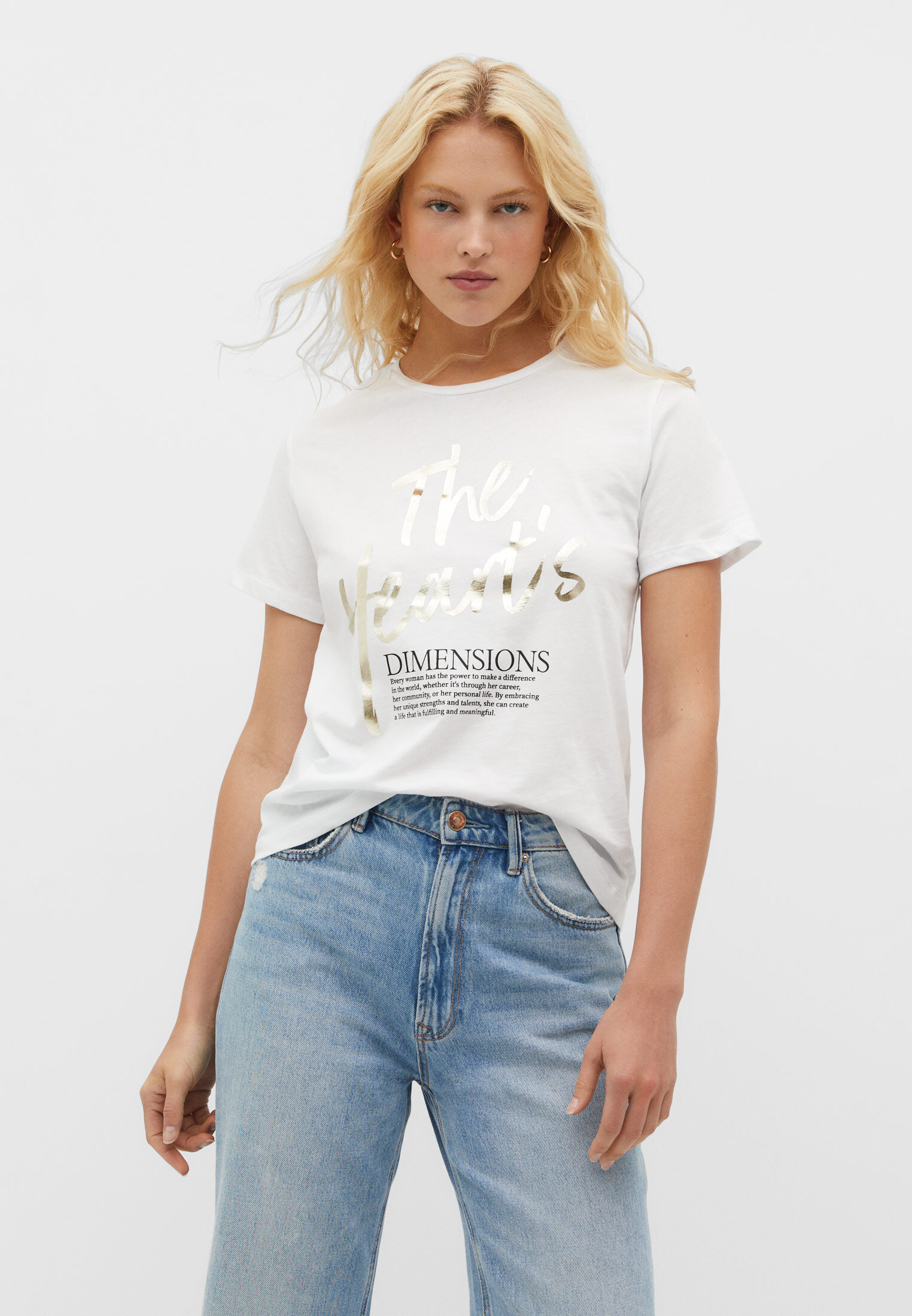 Hearts foil print T shirt Women s fashion Stradivarius United