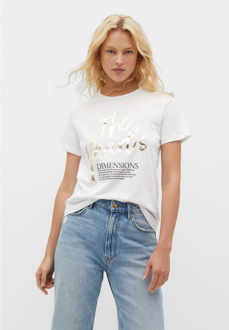 

Stradivarius Shirt mit The Heart 's-Foilprint Weiß M