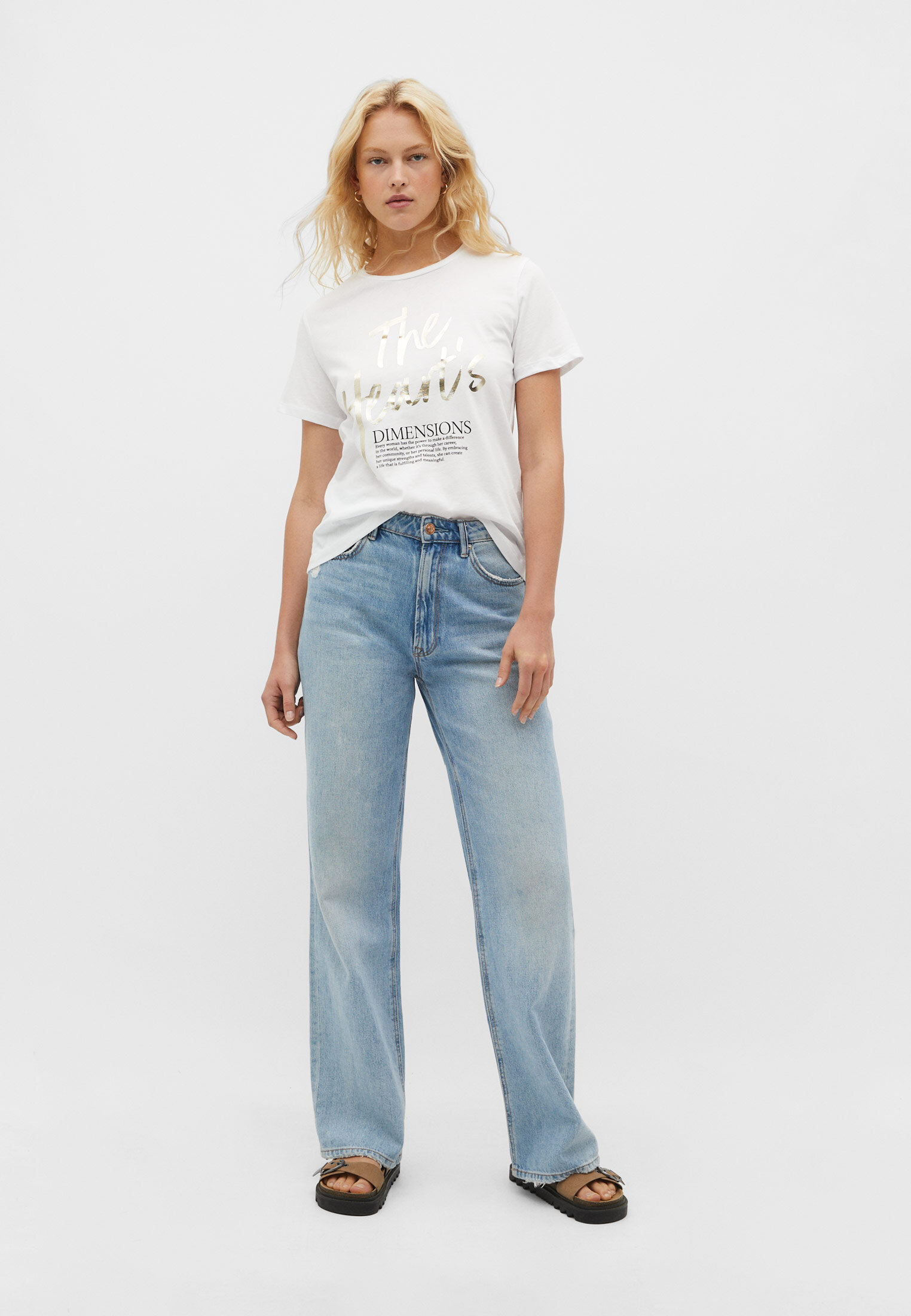 Hearts foil print T-shirt - Women's fashion | Stradivarius United