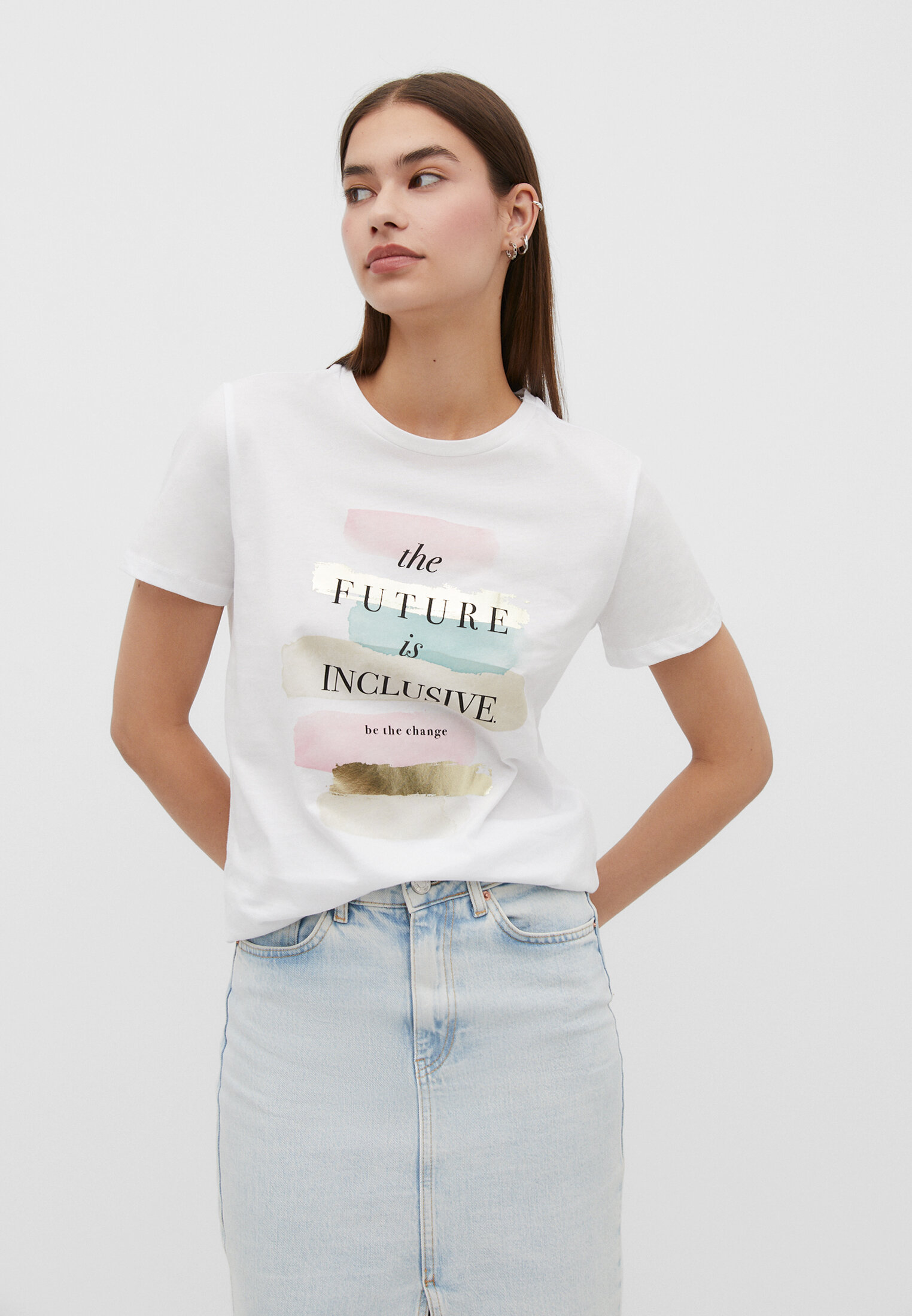 Graphic foil T shirt Women s fashion Stradivarius United States