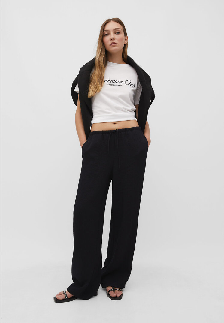 

Stradivarius Shirt mit Stickerei Weiß XL