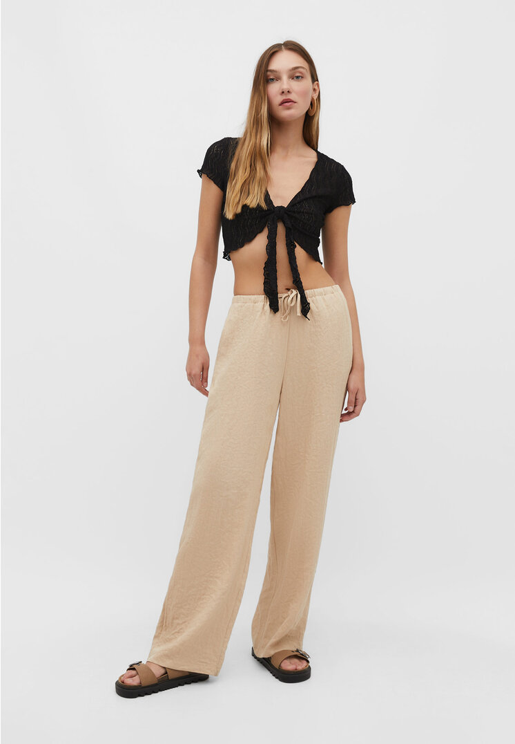 Stradivarius Bolero mit Spitzenkante Schwarz M
