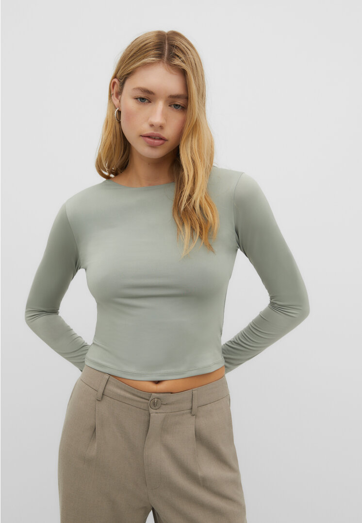 

Stradivarius Langarmshirt mit Rückenausschnitt Khaki XL