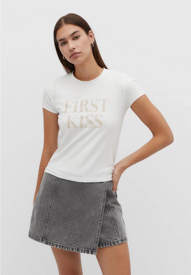 

Stradivarius Shirt mit Glitzereffekt Ecru M