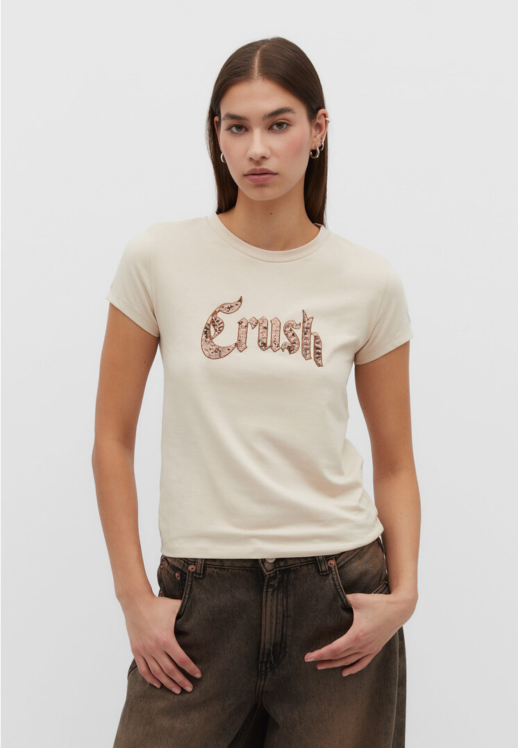 

Stradivarius Shirt mit Glitzereffekt Steingrau M