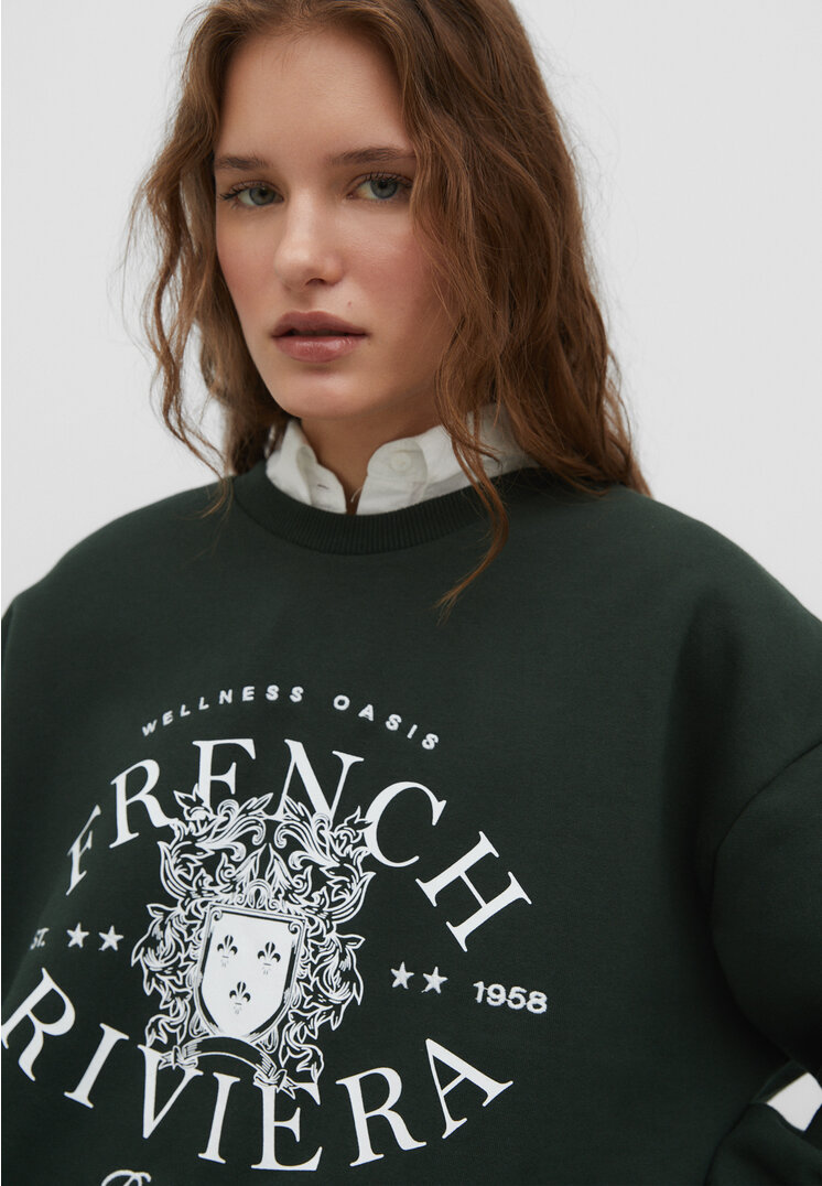 

Stradivarius Bluza Old School Butelkowo-zielony L