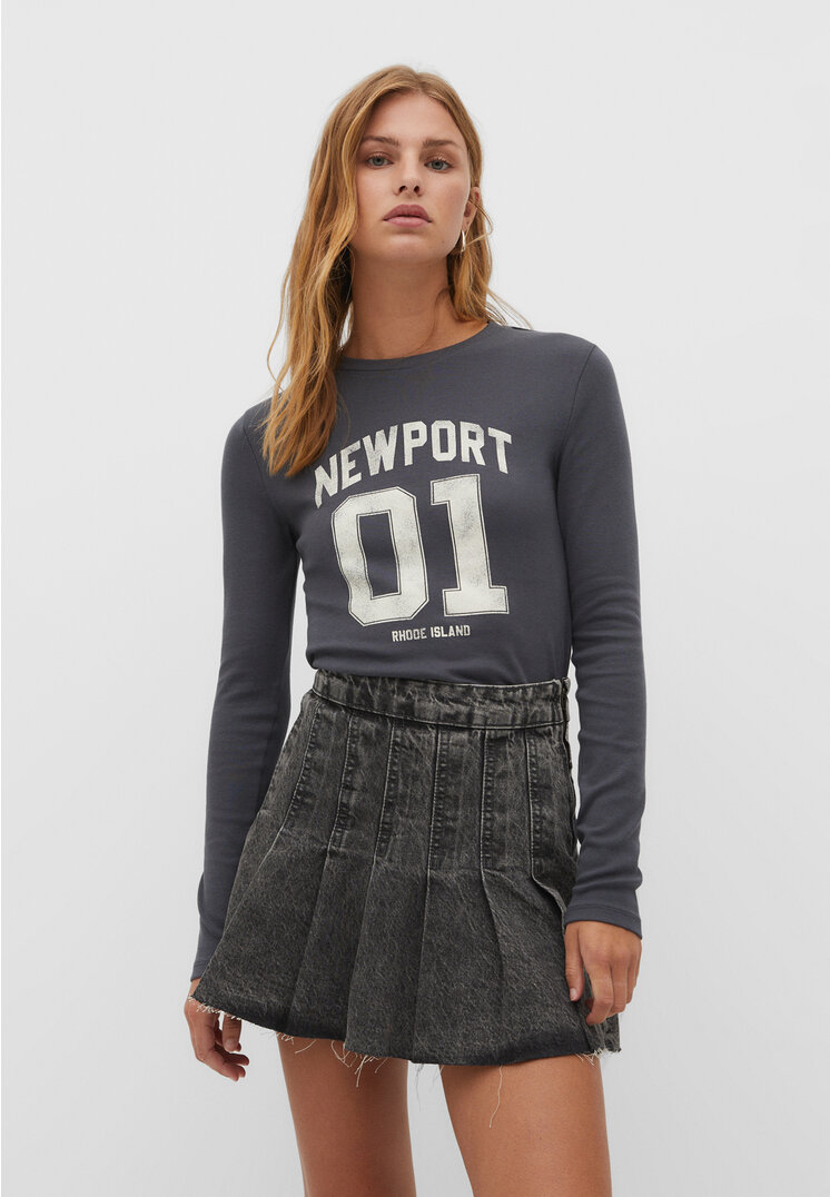 

Stradivarius Tailored-Shirt mit Print Graumeliert XL