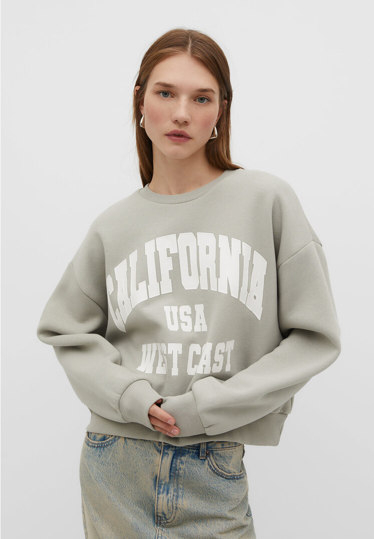 

Stradivarius Bluza o pudełkowym kroju z nadrukiem Khaki XL
