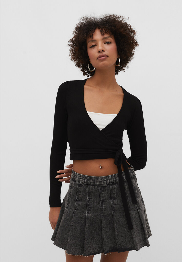 

Stradivarius Top im Ballerinastil Schwarz XS