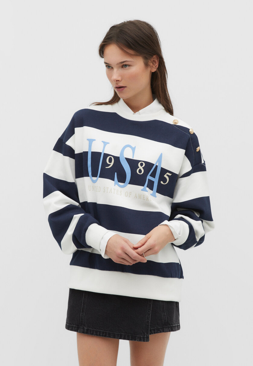 Striped sweatshirt with buttons