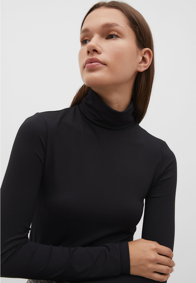 Stradivarius Shirt aus Polyamid Schwarz L