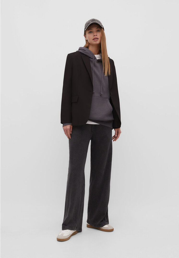 

Stradivarius Bluza oversize z efektem sprania Ciemnoszary XL
