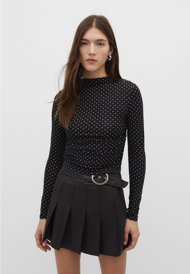 

Stradivarius Shirt aus Viskose Gathering Weiß S