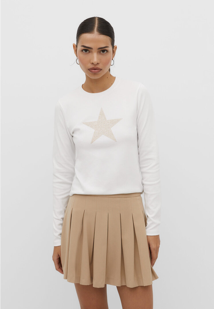 

Stradivarius Shirt mit Sternen und Glitzer Ecru S