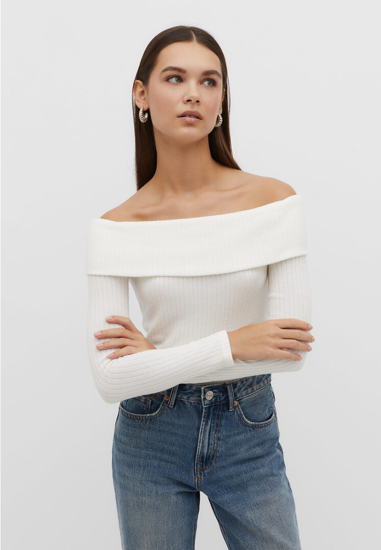 

Stradivarius Top z odkrytymi ramionami Ecru XS