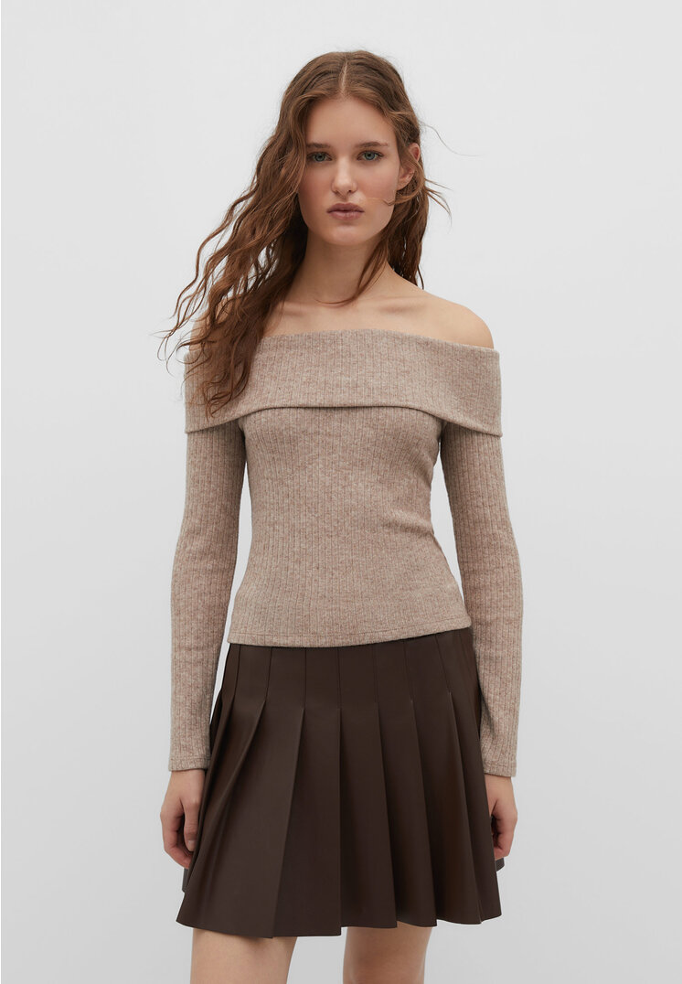 

Stradivarius Schulterfreies Shirt Beige Melange XL