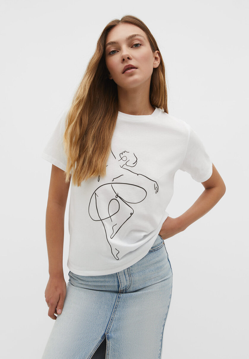 T-shirt met ballerinaprint