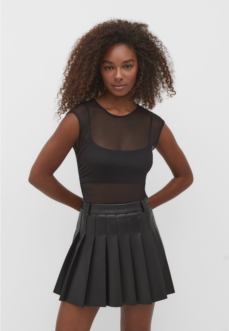 Stradivarius Body mit Mini-Ärmeln Schwarz XL