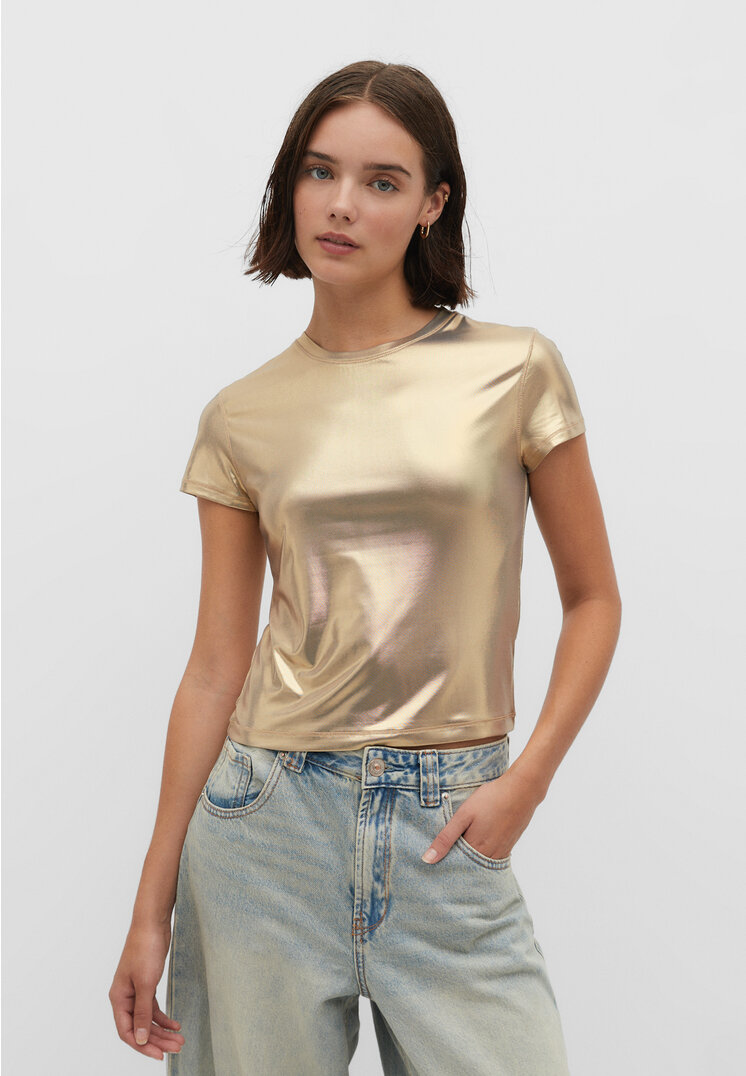 

Stradivarius Laminiertes Shirt mit Glitzer Goldfarben XL