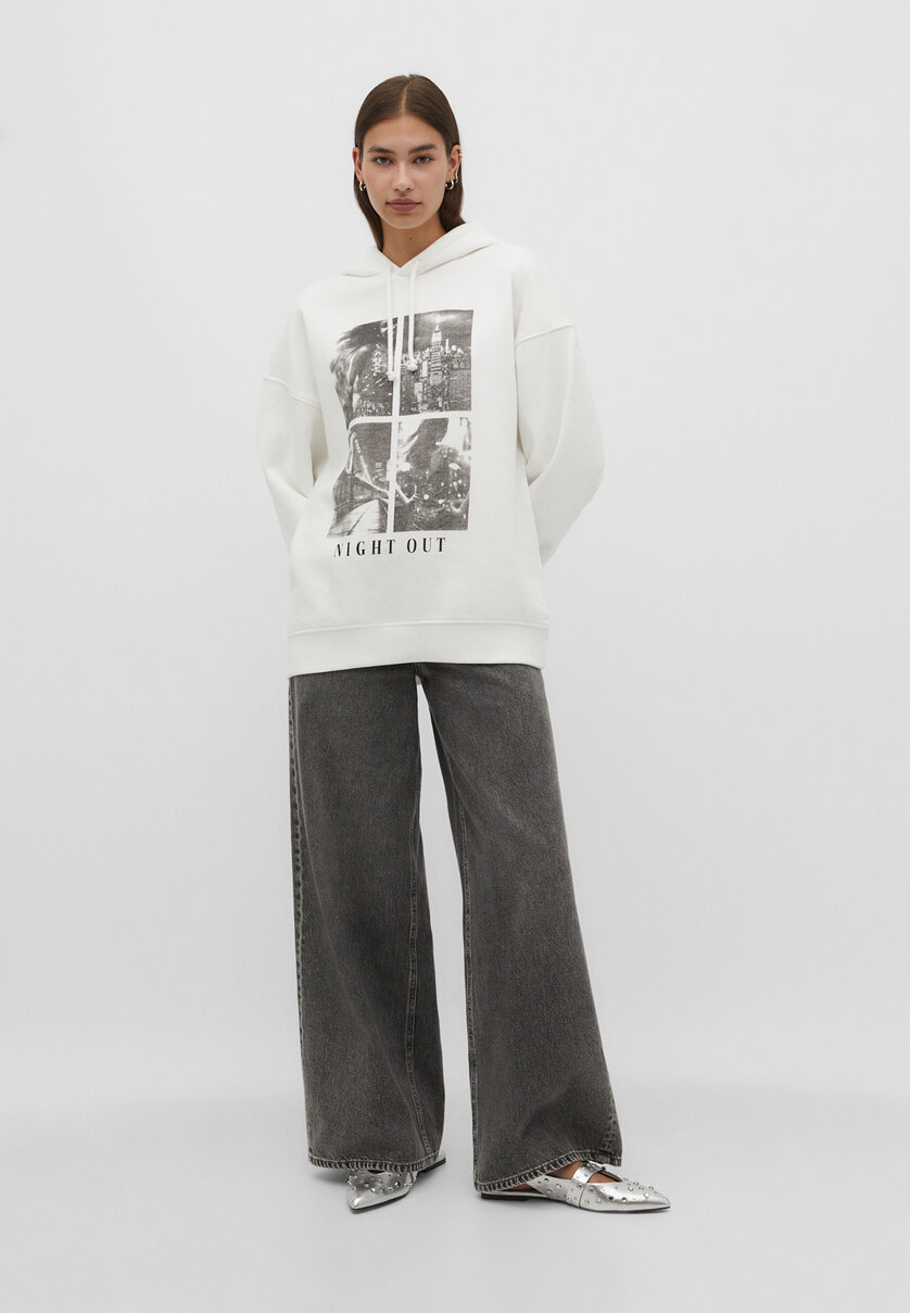 Sweatshirt mit Kapuze und Fotoprint