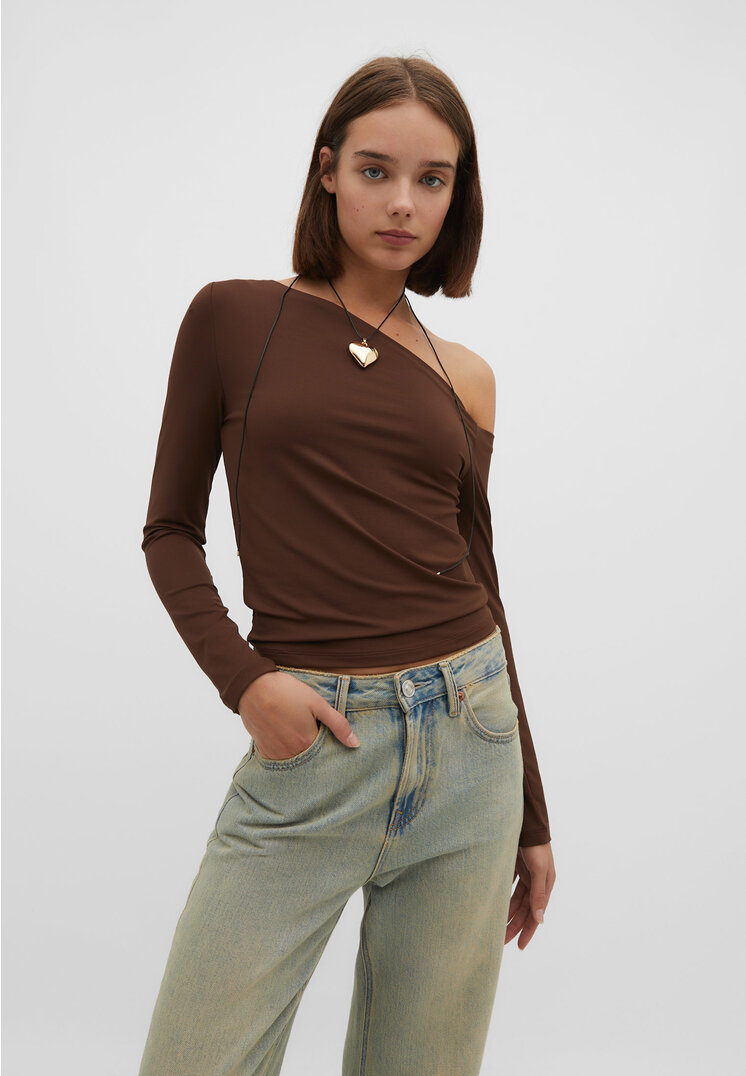 

Stradivarius Shirt aus Polyamid Braun XS