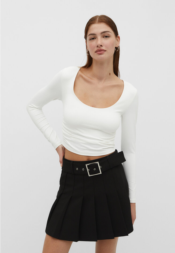 

Stradivarius Shirt aus Polyamid Raffung Ecru L