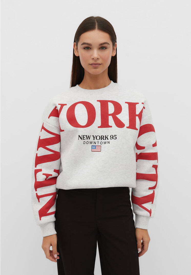 

Stradivarius Sweatshirt mit Flagge Grau Melange L